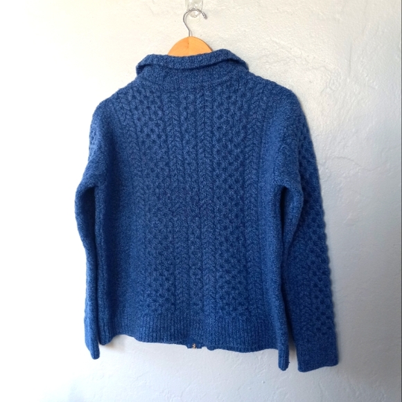 Shades Of Aran 100% Merino Wool Zip Up Cardigan Blue L - Picture 15 of 16
